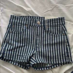 Striped jean shorts